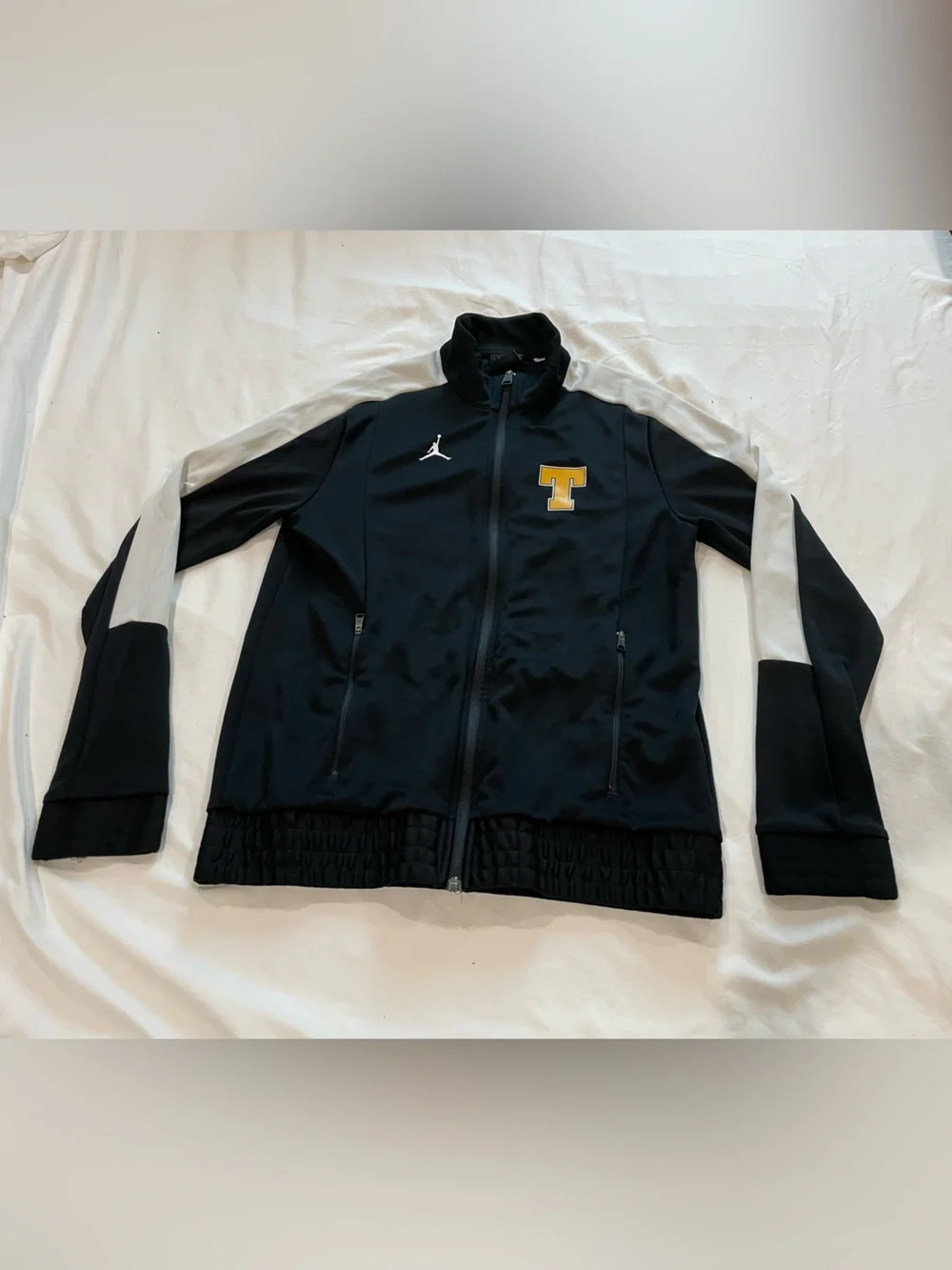 Jordan Men’s Black Track Jacket with White Sleeve Panels University of Tennessee